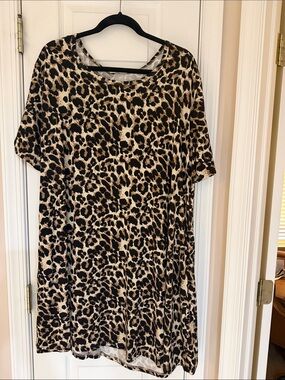 Source Unknown Leopard-Print Midi Dress - Beige & Black, 3X
